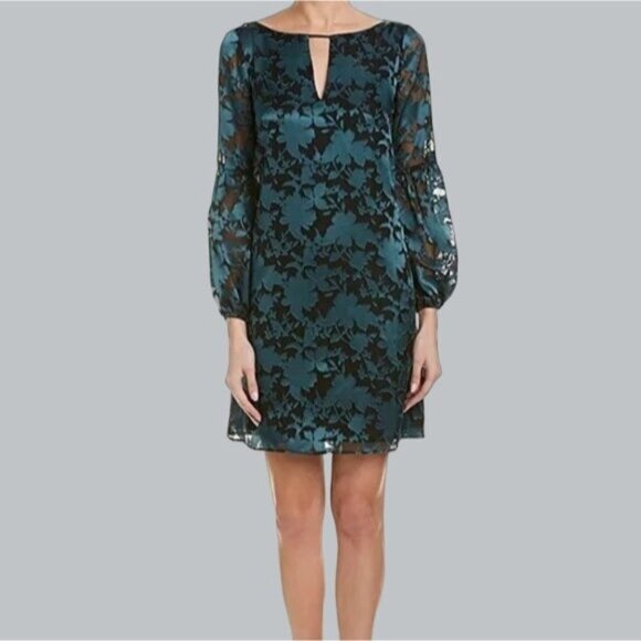 Vince Camuto Dresses & Skirts - Vince Camuto Ladies Long Blouson Sleeve Shift Dress Keyhole Burnout Lined NEW 14